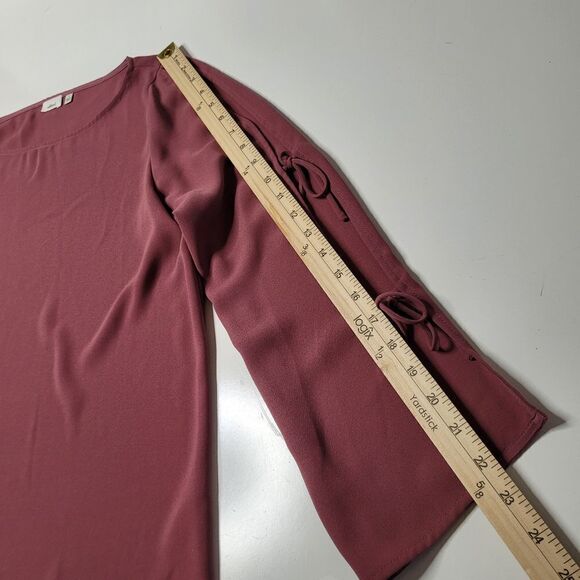 WILFRED ARITZIA TIE SLEEVE COLD SHOULDER OPEN MAUVE BLOUSE TOP S SMALL - Picture 2 of 8